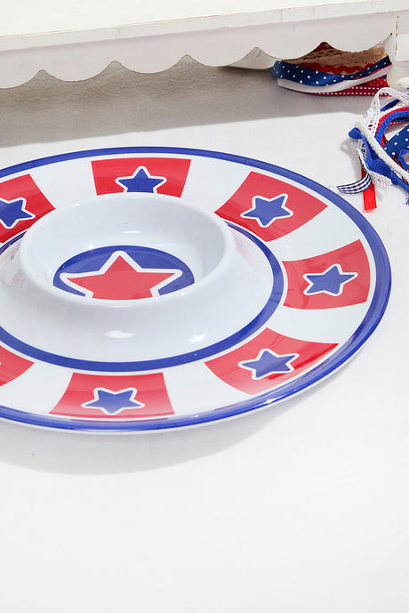 15" Melamine Americana Chip & Dip Plate