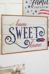 15.75"L B/O Lighted Wood Americana Wall Sign