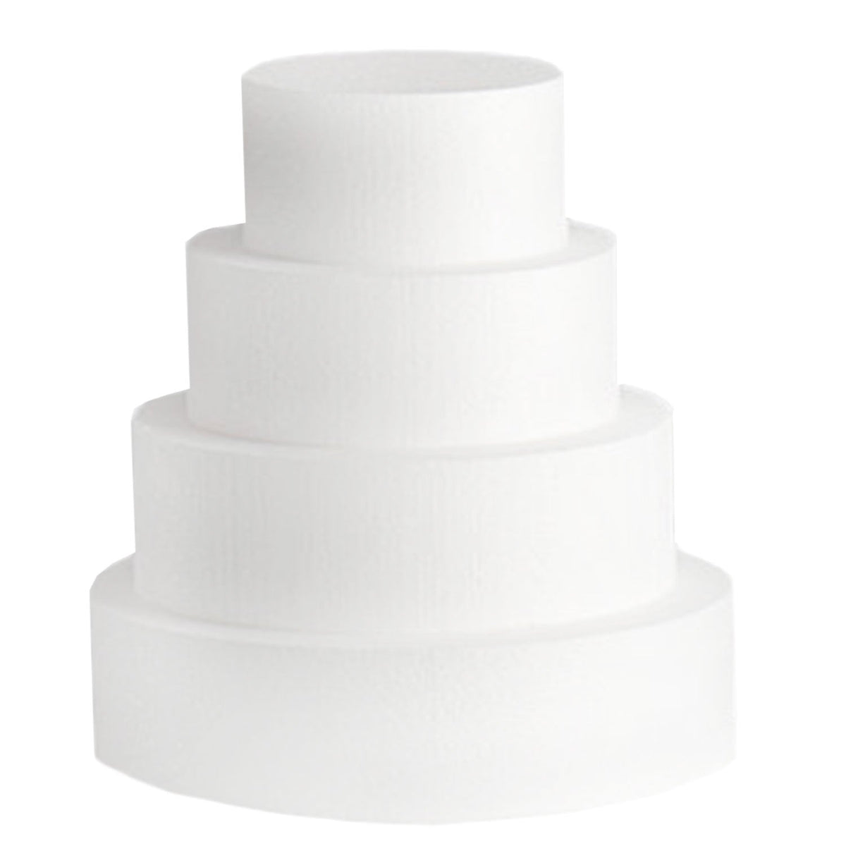 Round 4 Layer Styrofoam Set: 6" x 8" x 10" x 12" - 3" tall Cake Form Dummy