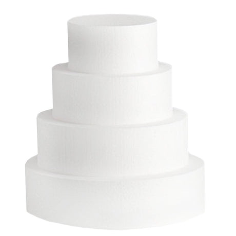 Round 4 Layer Styrofoam Set: 6" x 8" x 10" x 12" - 3" tall Cake Form Dummy