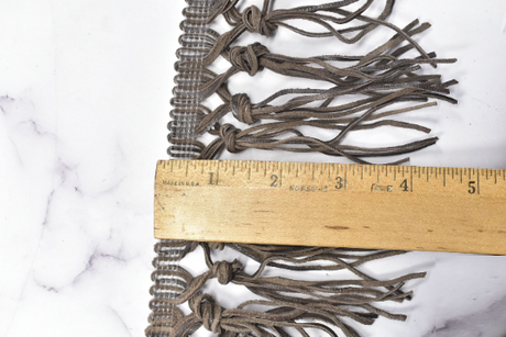 Fringe Trim Faux Leather Black Brown 4.5"