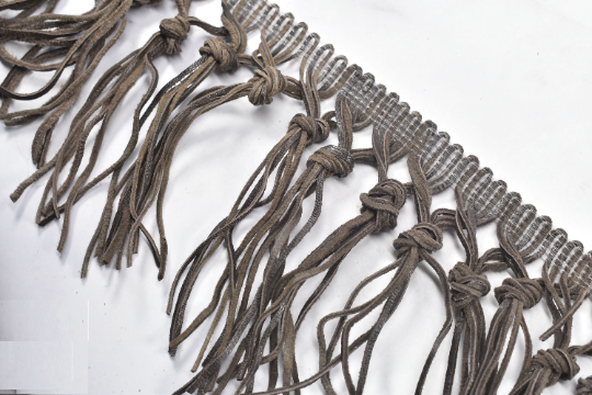 Fringe Trim Faux Leather Black Brown 4.5"