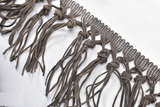 Fringe Trim Faux Leather Black Brown 4.5"