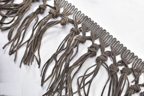 Fringe Trim Faux Leather Black Brown 4.5"