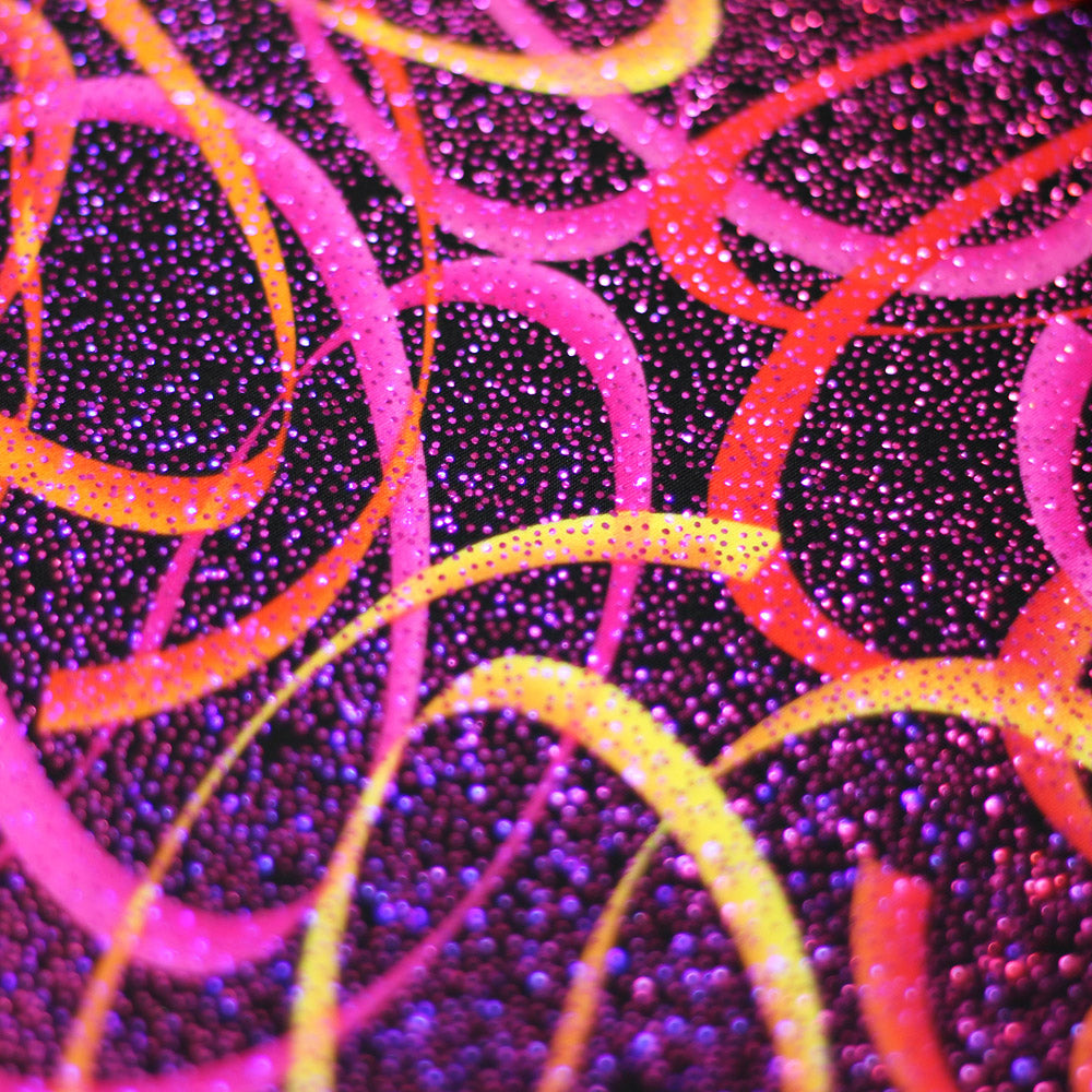 Wild Confetti Nylon Spandex Fabric - Multicolor Rainbow Crescent Print, 58-60" Width (1 Yard)