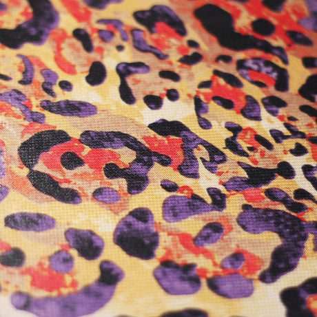 Feline Deco Polyester Spandex Fabric - Leopard Print, Pink/Orange/Turquoise, 58/60" Width (1 Yard)