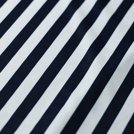 Classic Tricot Stripes Polyester Spandex Fabric - Wide Stripe Print, Black/White, Navy/White, Red/White, Turquoise/White, 58/60" Width (1 Yard)