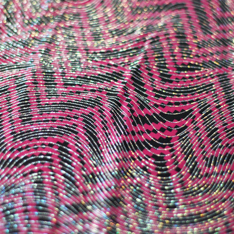 Zig Zag Racer Foil Polyester Spandex Fabric - Sparkly Chevron Foil Print, 58/60" Width (1 Yard)