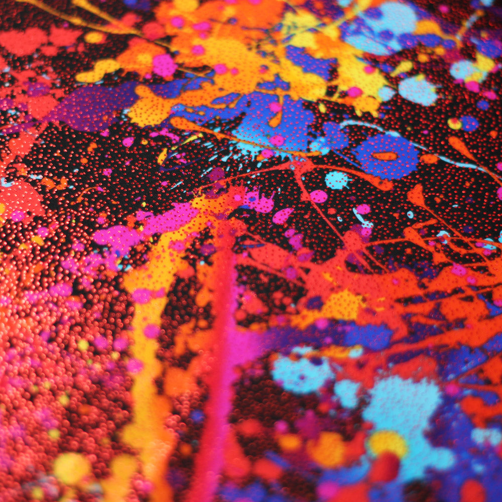 Graffiti Nylon Spandex Fabric - Rainbow Paint Splatter, Multi-Color, 58/60" Width (1 Yard)