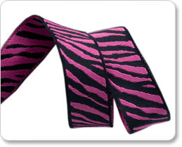 Woven Ribbon Black and Hot Pink Zebra Reversible 5/8" Wide