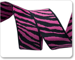 Woven Ribbon 7/8" Black and Hot Pink Zebra Reversible