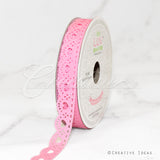 5/8" Grosgrain Hearts Cut-Out Ribbon-10 Yds (Pink)