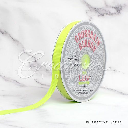 5/8" Grosgrain Ribbon - 50 Yards (Neon Yellow)