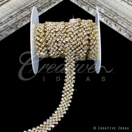 5/8" Jagged Rhinestone Chain-3 Yds (Gold)