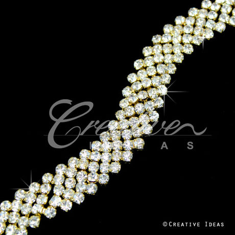 5/8" Jagged Rhinestone Chain-3 Yds (Gold)