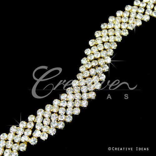 5/8" Jagged Rhinestone Chain-3 Yds (Gold)