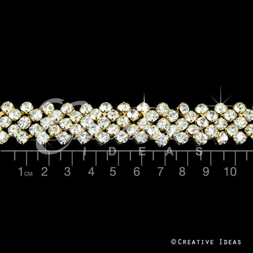 5/8" Jagged Rhinestone Chain-3 Yds (Gold)