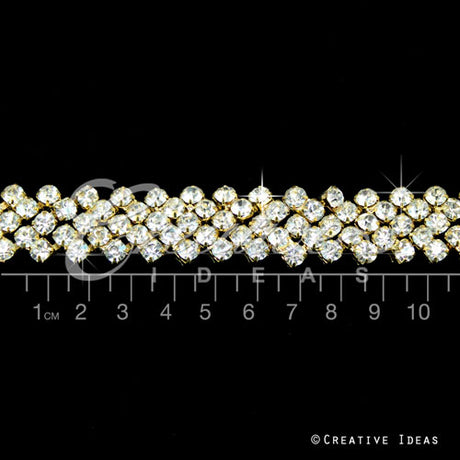 5/8" Jagged Rhinestone Chain-3 Yds (Gold)