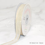 5/8" Organza With Satin And Gold Edge Ribbon - 25 Yards (Antique White)