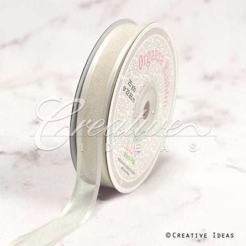 5/8" Organza With Satin Edge Ribbon - 25 Yards (Antique White)