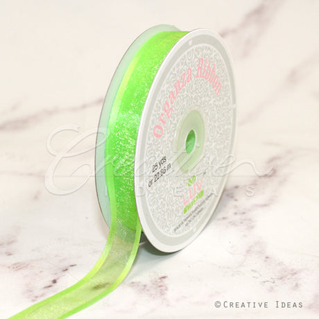 5/8" Organza With Satin Edge Ribbon - 25 Yards (Apple Green)