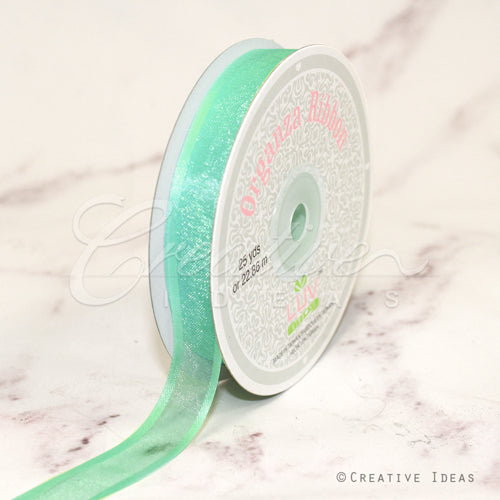 5/8" Organza With Satin Edge Ribbon - 25 Yards (Aqua)