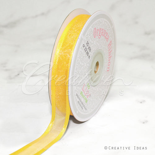5/8" Organza With Satin Edge Ribbon - 25 Yards (Canary)