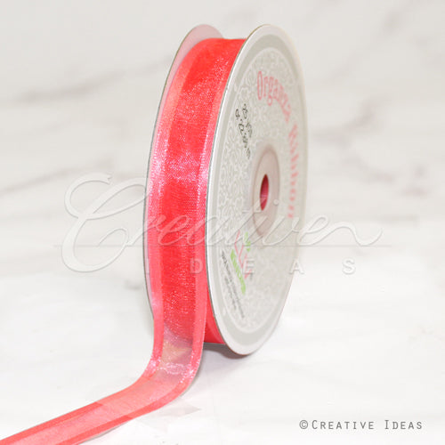 5/8" Organza With Satin Edge Ribbon - 25 Yards (Coral)