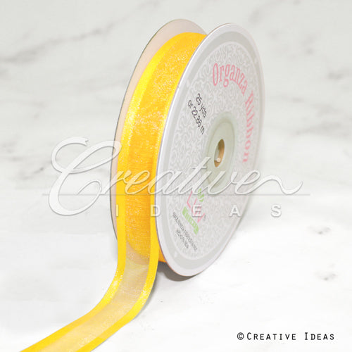 5/8" Organza With Satin Edge Ribbon - 25 Yards (Daffodil)