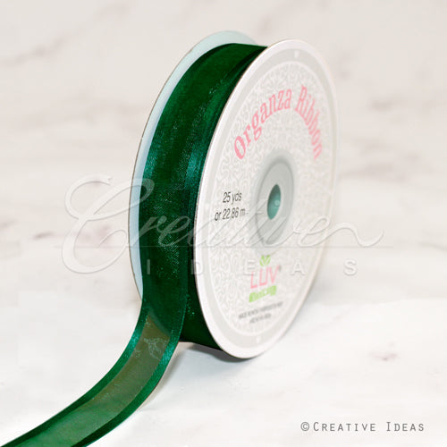 5/8" Organza With Satin Edge Ribbon - 25 Yards (Hunter Green)