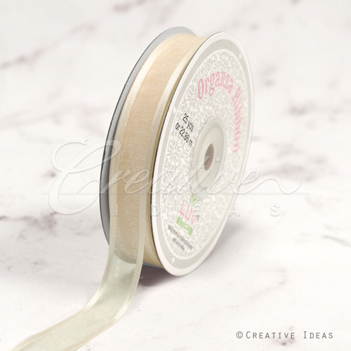 5/8" Organza With Satin Edge Ribbon - 25 Yards (Ivory)