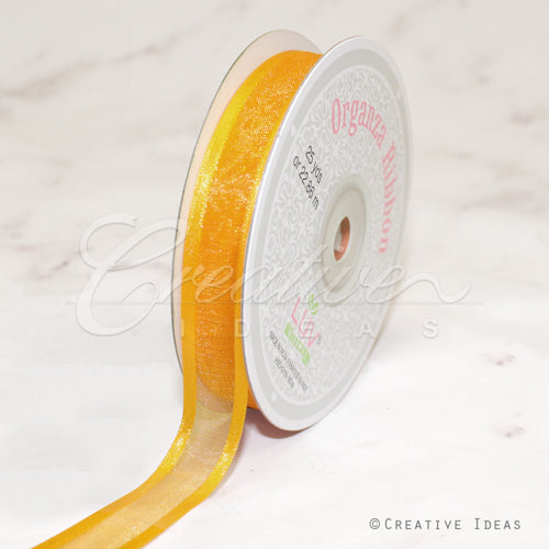 5/8" Organza With Satin Edge Ribbon - 25 Yards (Light Gold)