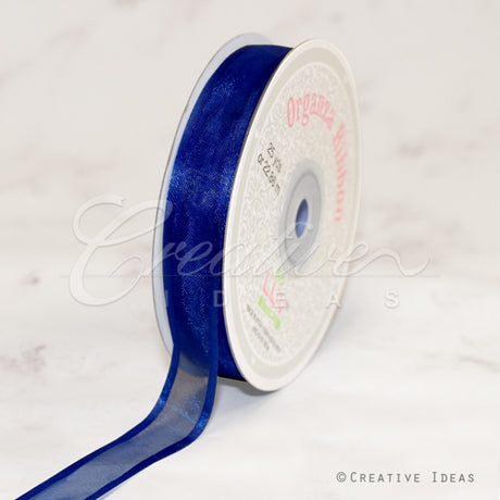 5/8" Organza With Satin Edge Ribbon - 25 Yards (Navy Blue)