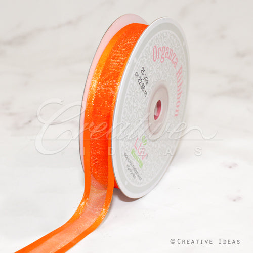 5/8" Organza With Satin Edge Ribbon - 25 Yards (Orange)