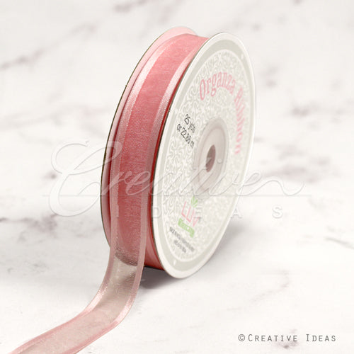 5/8" Organza With Satin Edge Ribbon - 25 Yards (Rose Gold)