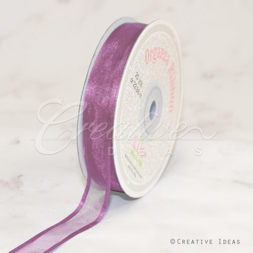 5/8" Organza With Satin Edge Ribbon - 25 Yards (Rosy Mauve)
