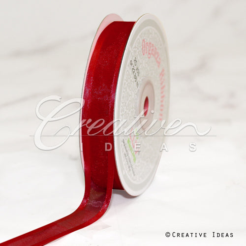 5/8" Organza With Satin Edge Ribbon - 25 Yards (Scarlet Red)