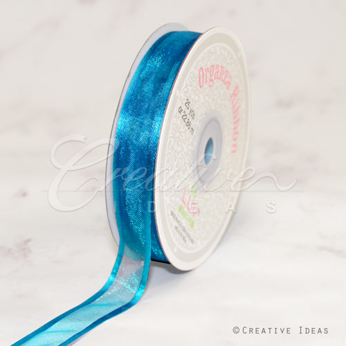 5/8" Organza With Satin Edge Ribbon - 25 Yards (Turquoise)