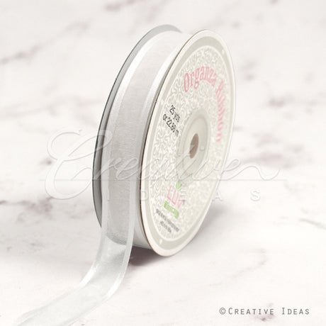 5/8" Organza With Satin Edge Ribbon - 25 Yards (White)