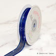 5/8" Organza With Satin & Silver Edge Ribbon - 25 Yards (Navy Blue)
