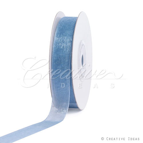 5/8" Plain Organza Sheer Ribbons - 25 Yards (Antique Blue)