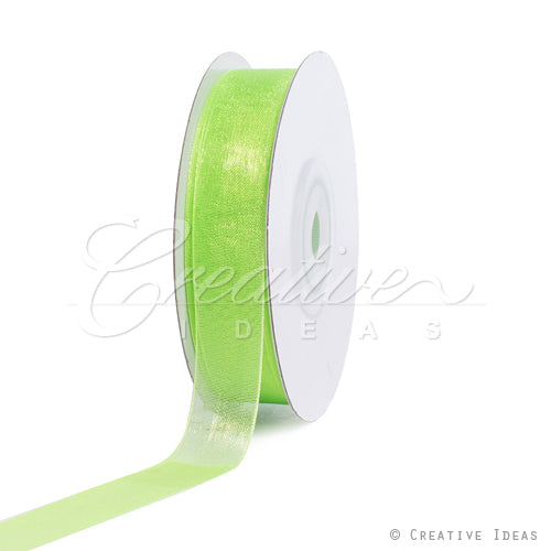 5/8" Plain Organza Sheer Ribbons - 25 Yards (Apple Green)