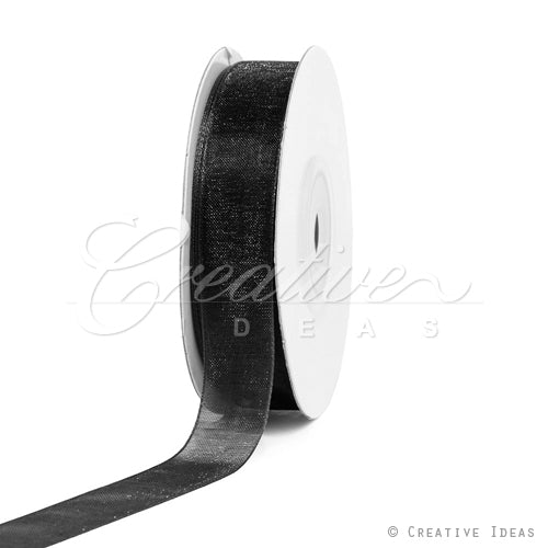 5/8" Plain Organza Sheer Ribbons - 25 Yards (Black)