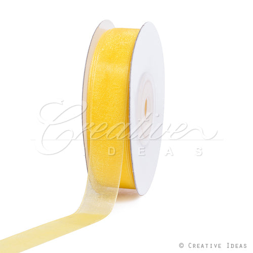 5/8" Plain Organza Sheer Ribbons - 25 Yards (Canary)