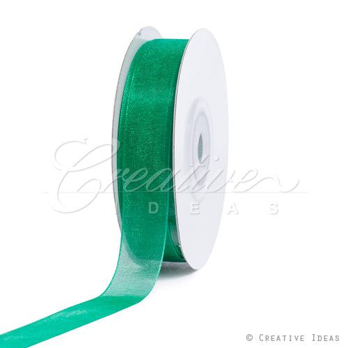 5/8" Plain Organza Sheer Ribbons - 25 Yards (Emerald Green)