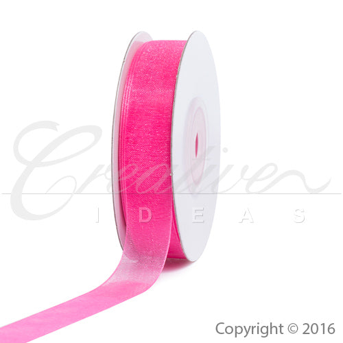 5/8" Plain Organza Sheer Ribbons - 25 Yards (Hot Pink)