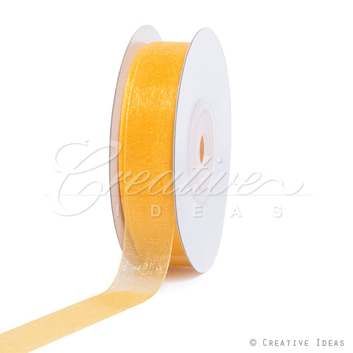 5/8" Plain Organza Sheer Ribbons - 25 Yards (Light Gold)