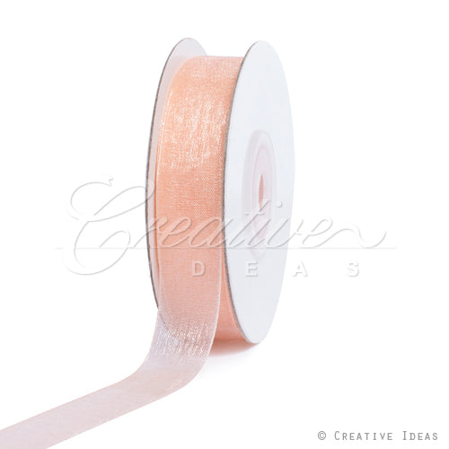 5/8" Plain Organza Sheer Ribbons - 25 Yards (Light Peach)
