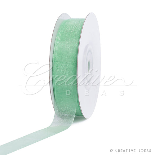 5/8" Plain Organza Sheer Ribbons - 25 Yards (Mint Green)