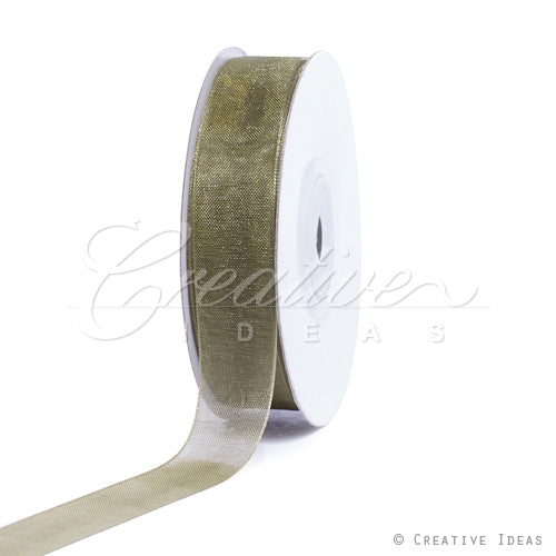 5/8" Plain Organza Sheer Ribbons - 25 Yards (Moss Green)